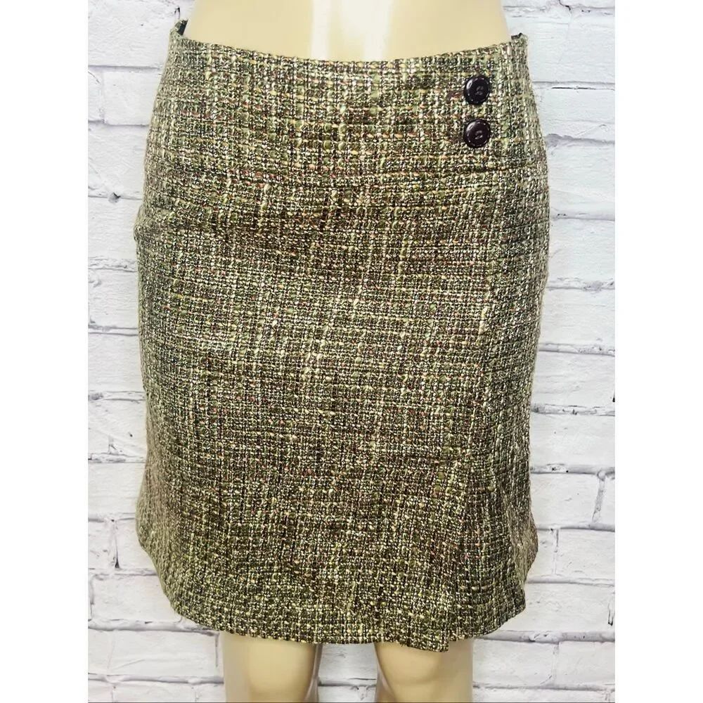 Talbots Womens Multicolor Tweed Textured Lined Straight Pencil Skirt Size 4